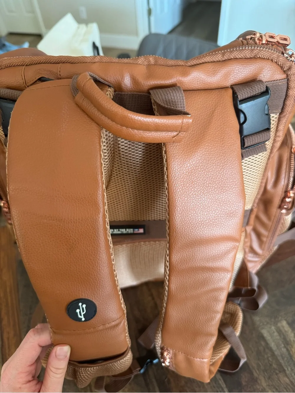 Elevated Creation Cognac Vegan Leather - Large Diaper Bag